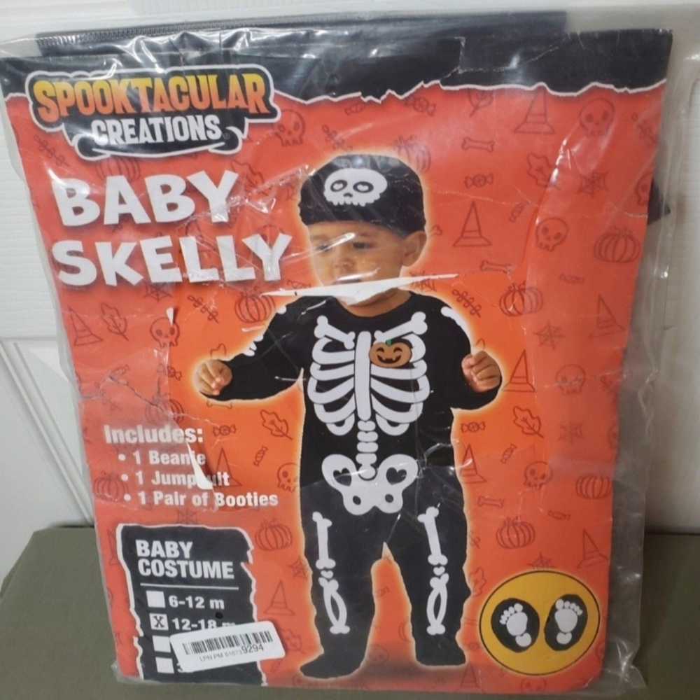 NEW 3 pc. "Baby Skelly" Skeleton Halloween Costume - Sz. 12/18 months
